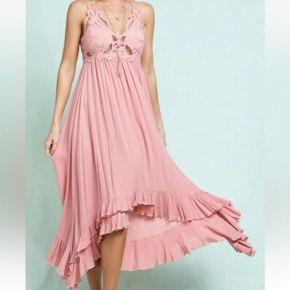 [M]La Miel Nashville Breeze Hi Low Long  Slip Maxi Dress - Picture 3 of 10